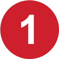 the number one in a red round circle